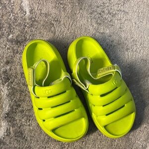 UGG Kids Neon Green Slide Sandals